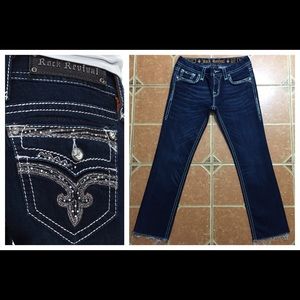 ROCK REVIVAL DEEKA Frayed Cropped Jeans